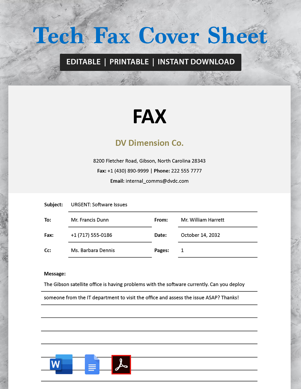 Tech Fax Cover Sheet Template in Google Docs, Word, PDF, Pages - Download | Template.net