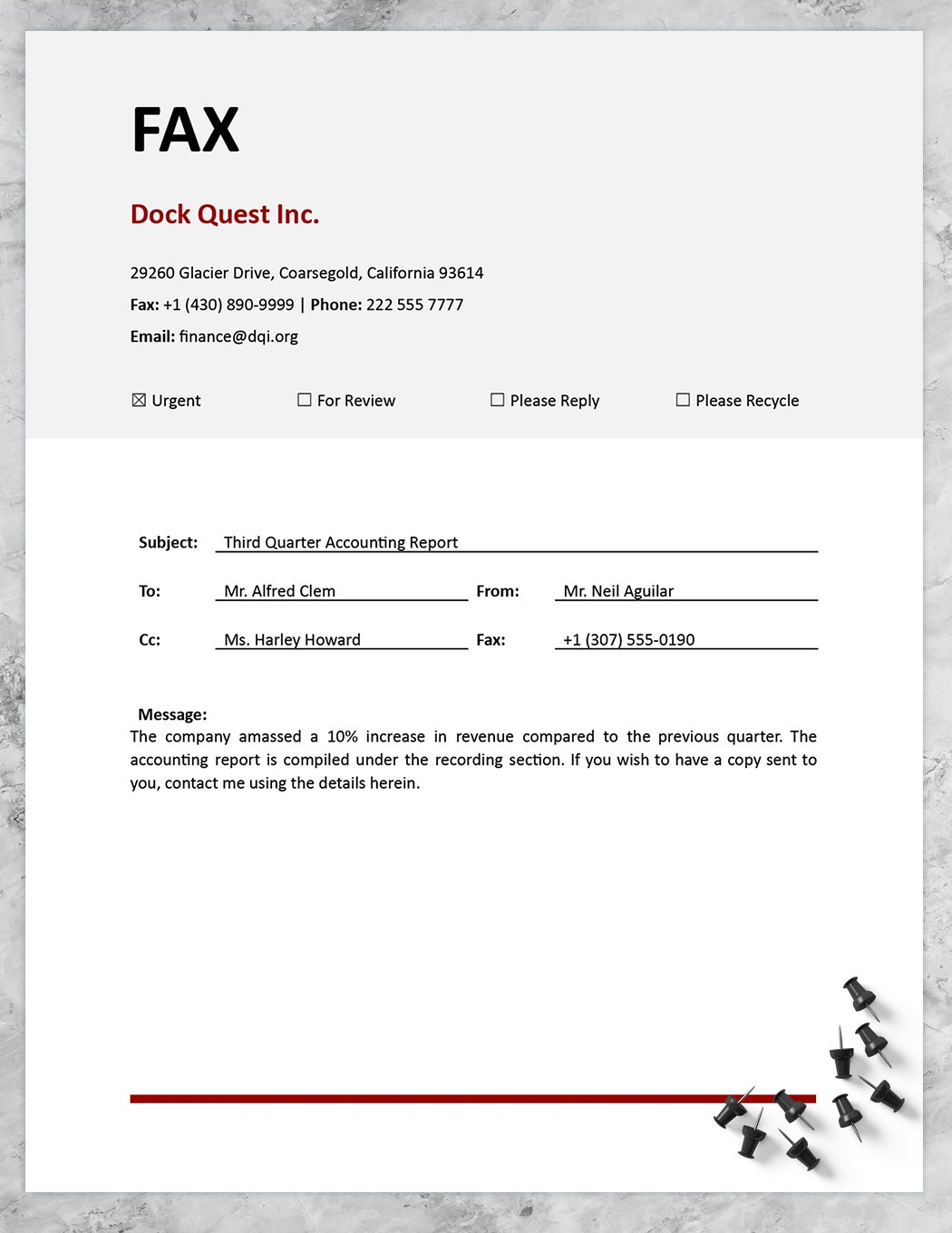 Accounting Fax Cover Sheet Template