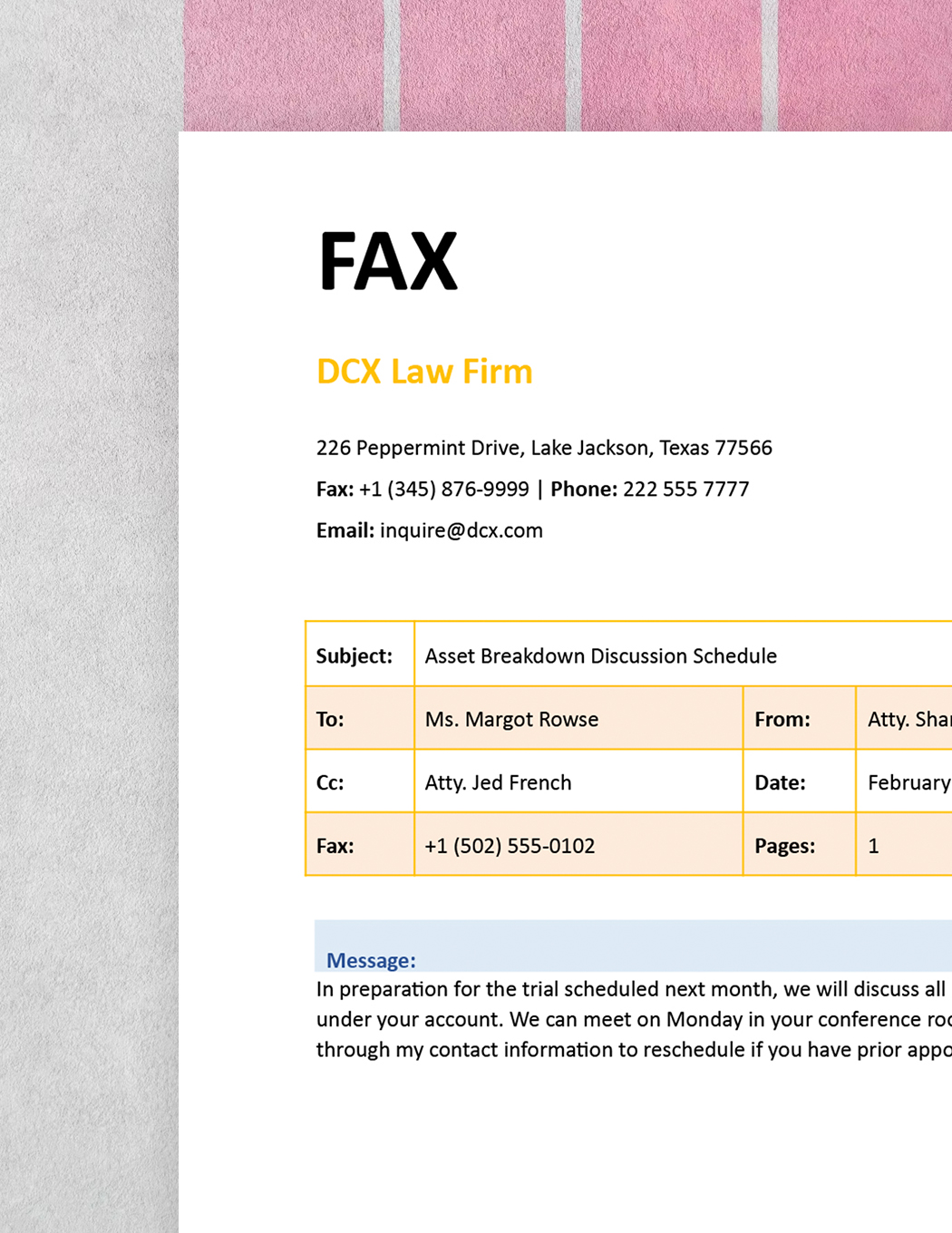 Real Estate Fax Cover Sheet Template