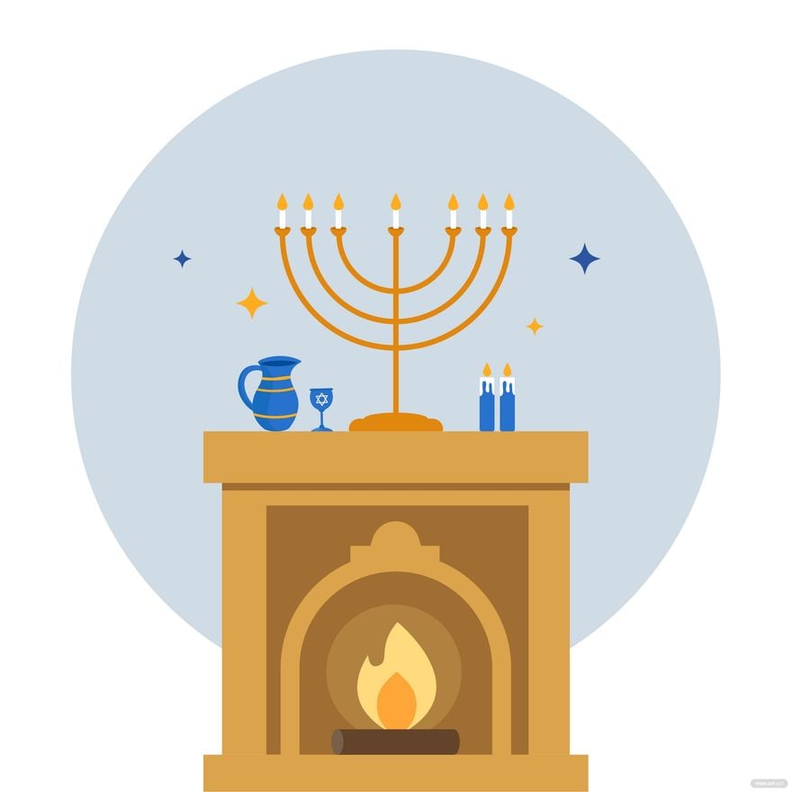 Free Hanukkah Fireplace Vector in Illustrator, EPS, SVG, JPG, PNG