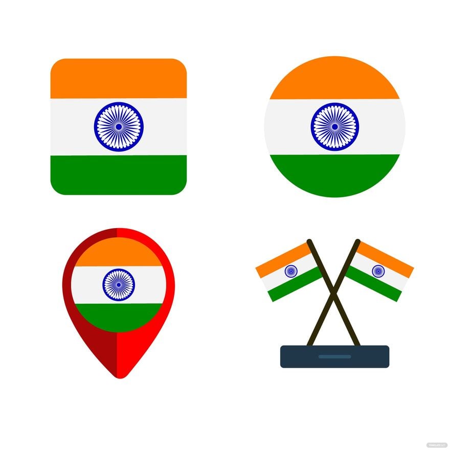 Indian Flag Icon Vector in Illustrator, EPS, SVG, JPG, PNG