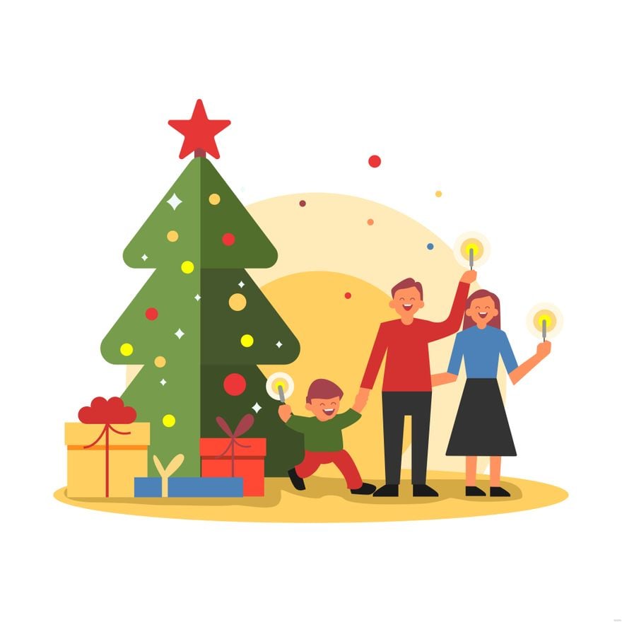 Free Christmas Family Illustration