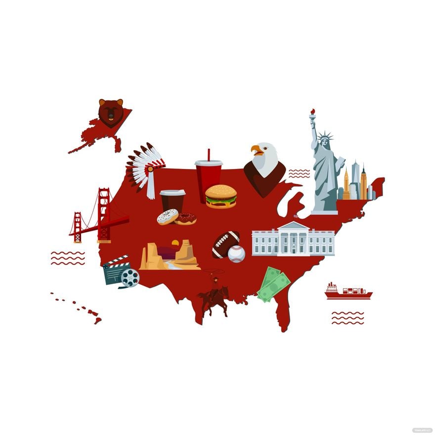 Free US Landmark Map Vector in Illustrator, EPS, SVG, JPG, PNG