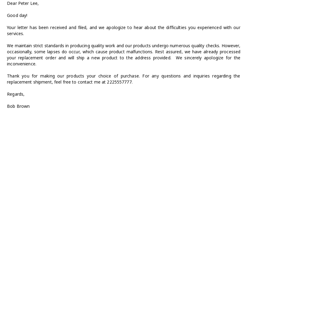 Reply Apology and Notice of Shipment in Replacement Template.jpe