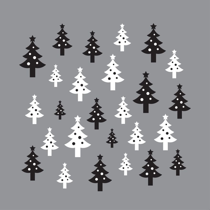 Free Black and White Christmas Tree Illustration