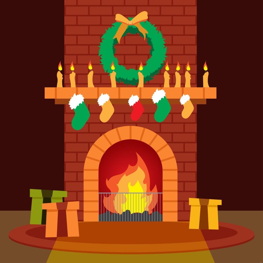 Free Christmas Fireplace Illustration