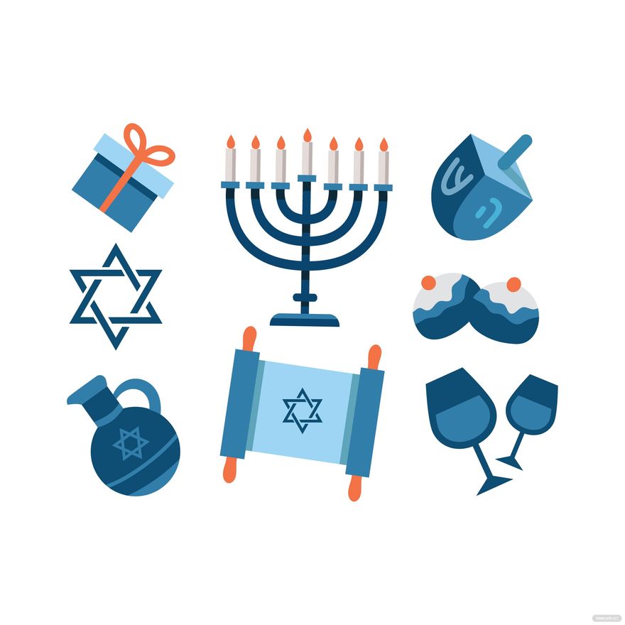 Hanukkah Symbols Vector
