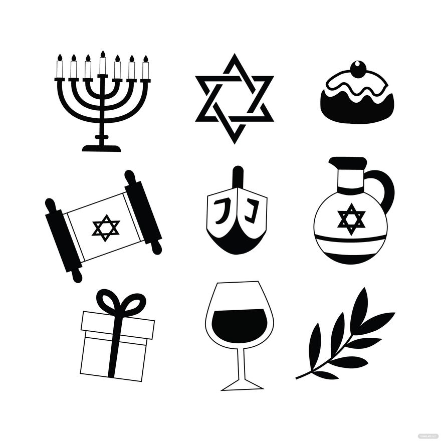 Free Black And White Hanukkah Vector in Illustrator, EPS, SVG, JPG, PNG