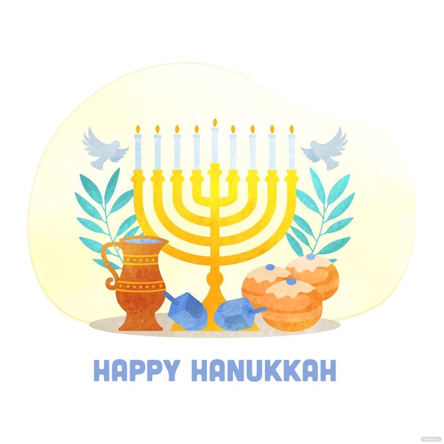 Watercolor Hanukkah Vector in Illustrator, EPS, SVG, JPG, PNG