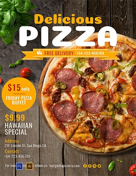 Free Pizza Flyer Template Psd Illustrator