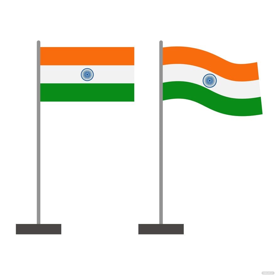 Indian Flag With Stand Vector in Illustrator, EPS, SVG, JPG, PNG