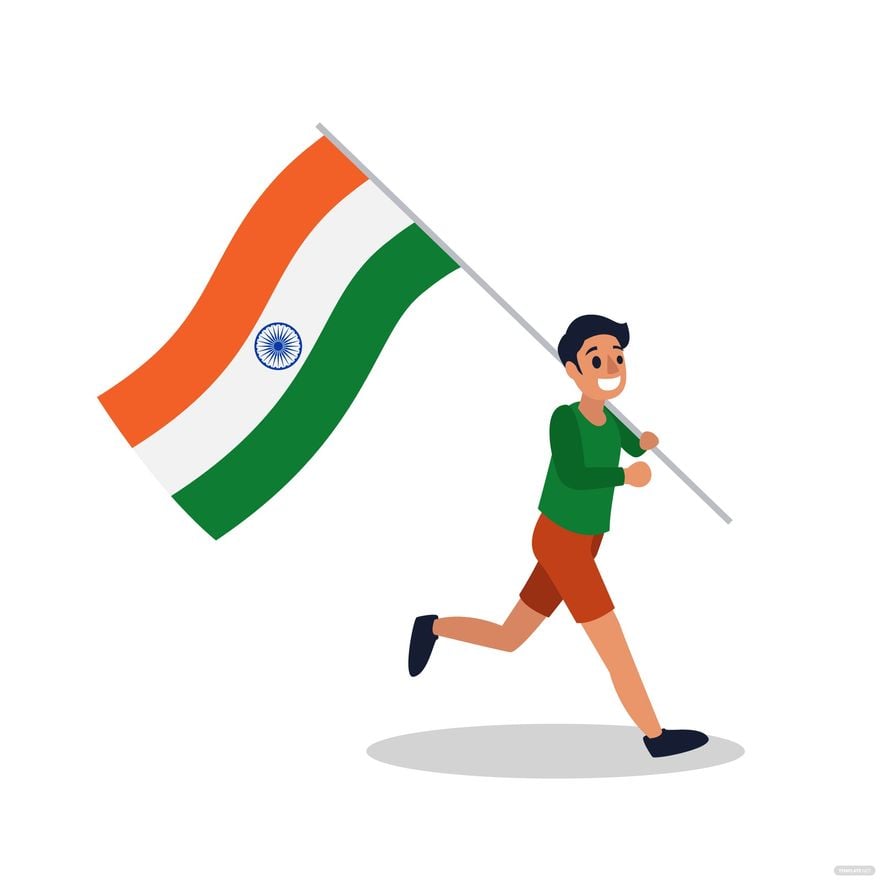 Cartoon Indian Flag Vector in Illustrator, EPS, SVG, JPG, PNG