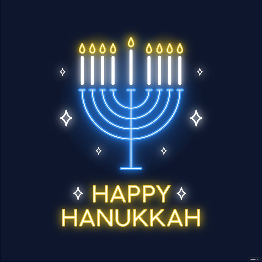 Free Neon Hanukkah Vector in Illustrator, EPS, SVG, JPG, PNG