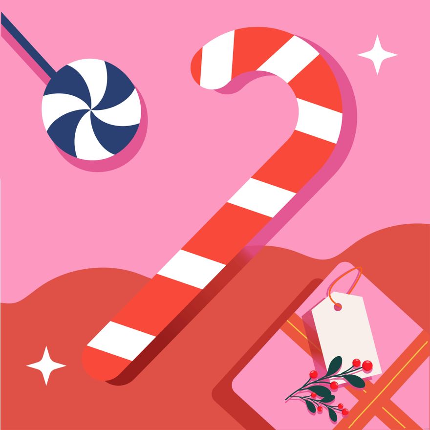 Candy Cane Illustration in Illustrator, EPS, SVG, JPG, PNG