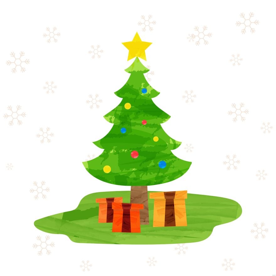 Free Watercolor Christmas Tree Illustration