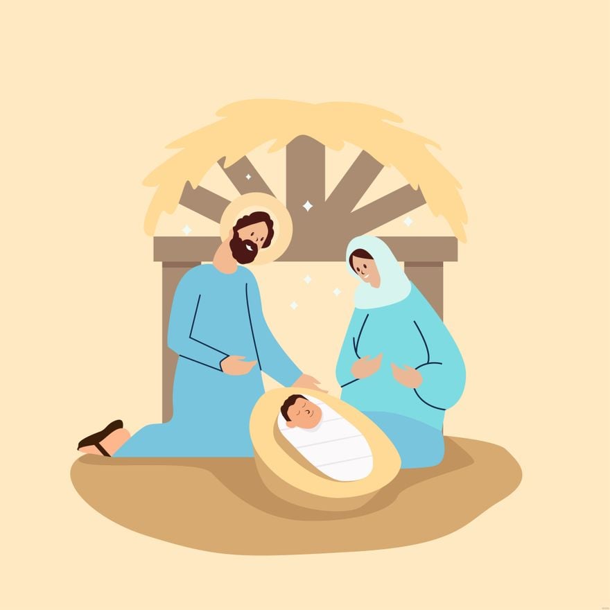 Nativity Scene Illustration in Illustrator, EPS, SVG, JPG, PNG