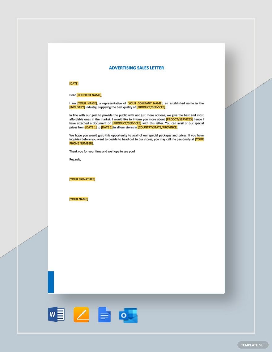 Advertising Sales Letter Template