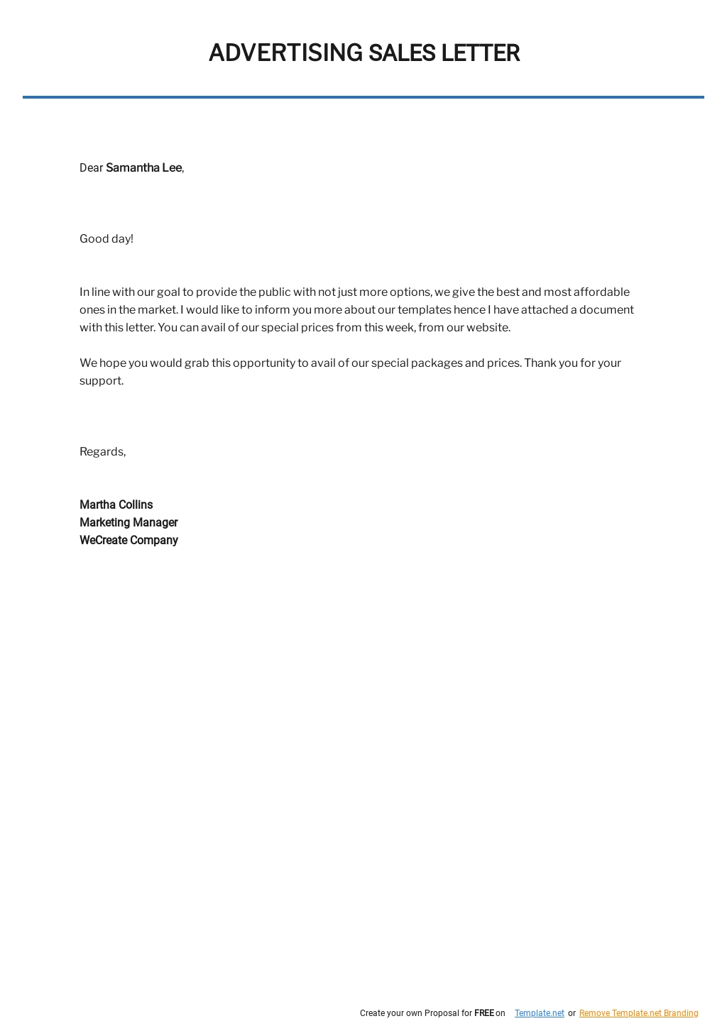Advertising Sales Letter Template - Google Docs, Word