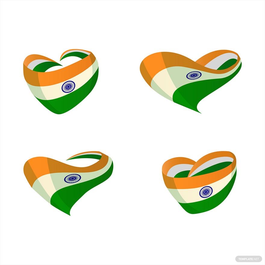 Indian Flag Heart Vector in Illustrator, EPS, SVG, JPG, PNG