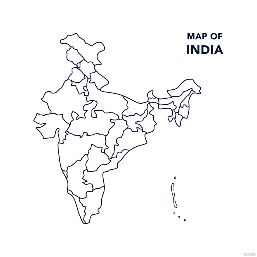 Indian Map Black And White Free India Map Line Art Vector - Eps, Illustrator, Jpg, Png, Svg |  Template.net