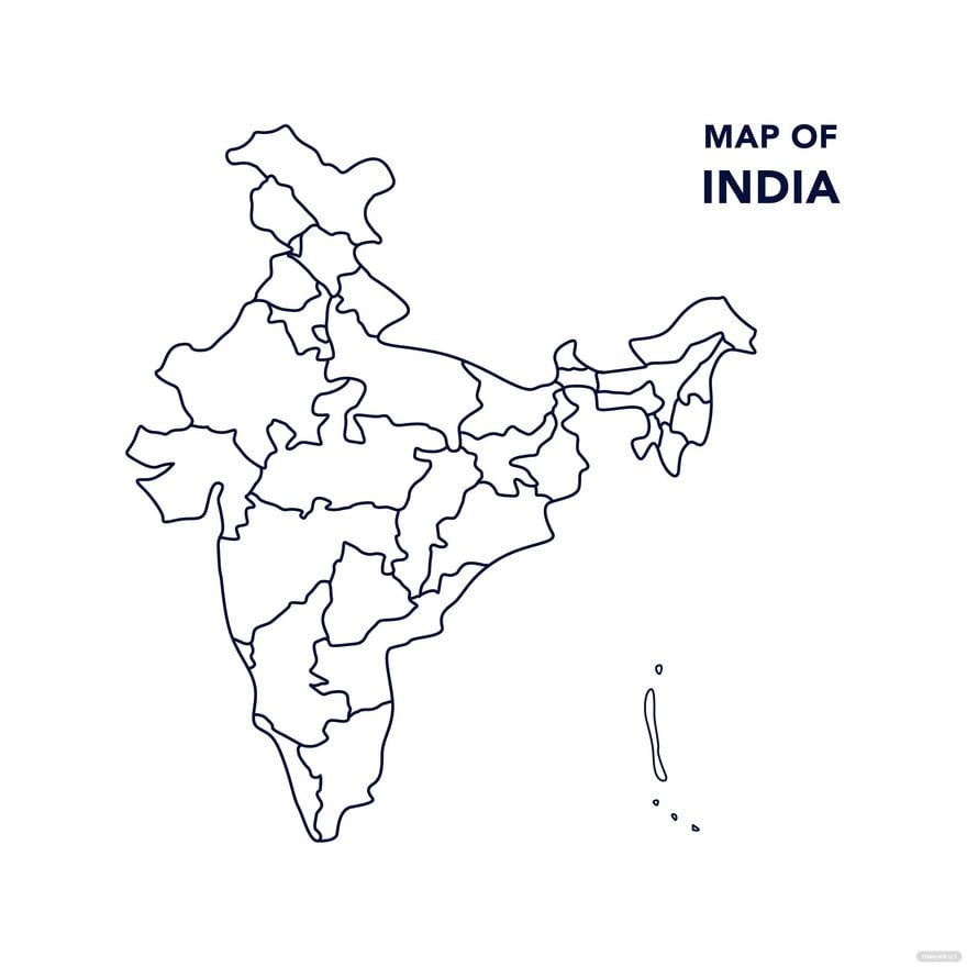 Free India Map Line Art Vector