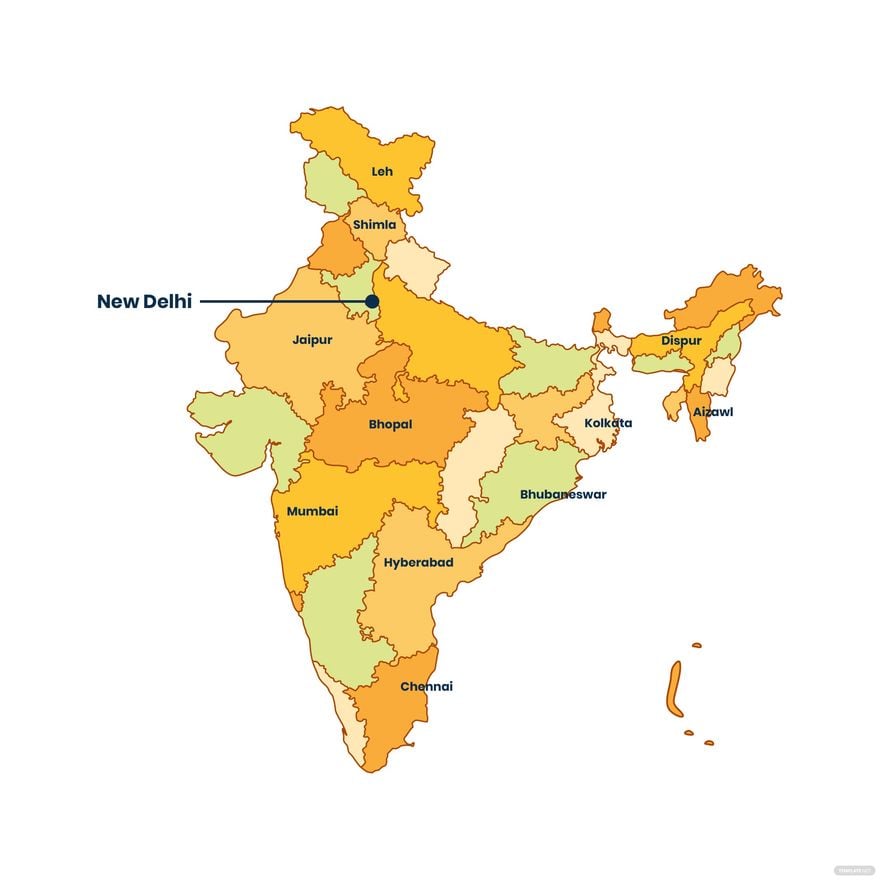 Free Multicolor India Map Vector