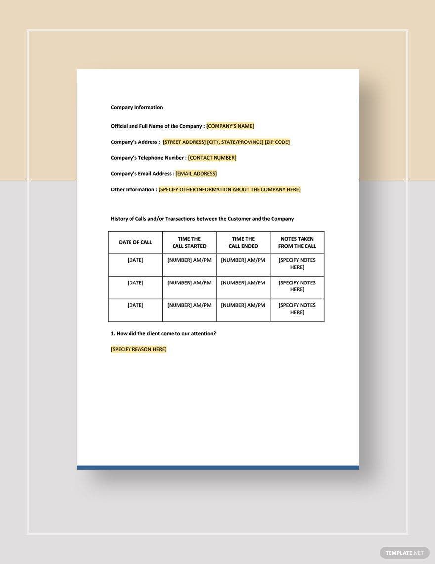 Prospecting Sheet Template in Pages Word Google Docs Download