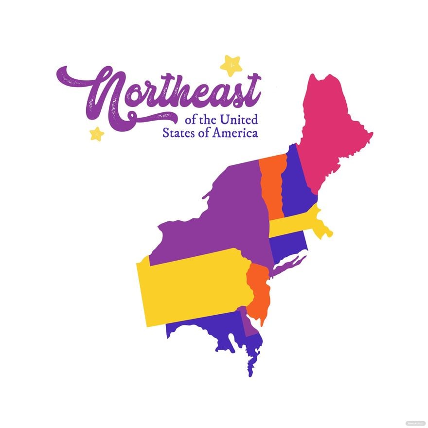Northeast US Map Vector in Illustrator, EPS, SVG, JPG, PNG