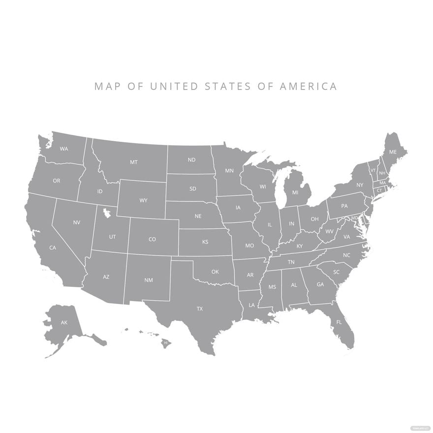 Free Grey Map Vector of United States in Illustrator, EPS, SVG, JPG, PNG