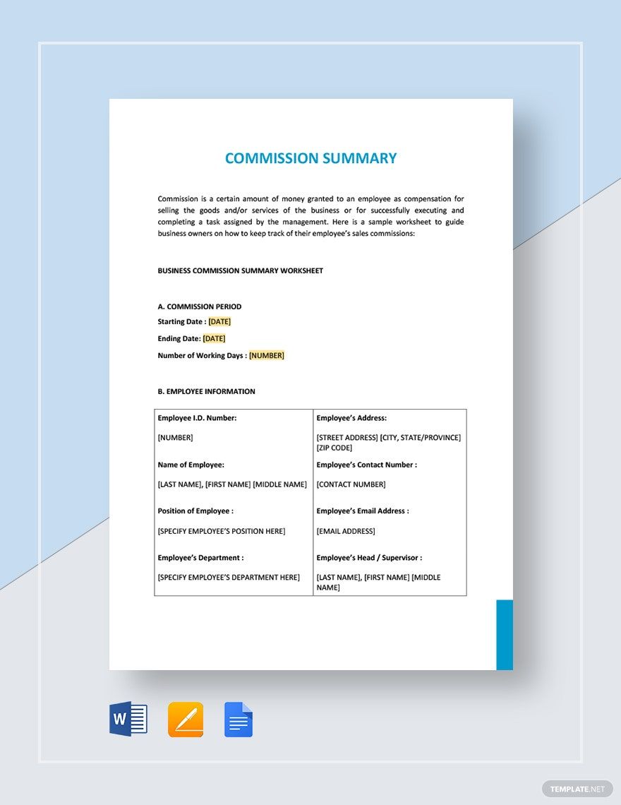 Commission Summary Template