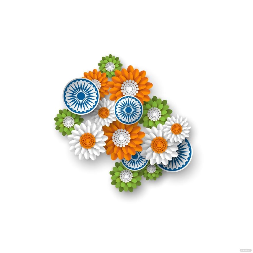 Floral Indian Flag Vector in Illustrator, EPS, SVG, JPG, PNG