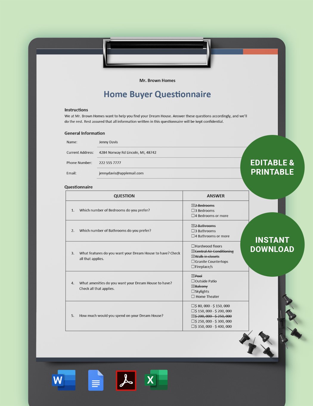 Buyer Questionnaire Template Google Docs, Excel, Word, PDF
