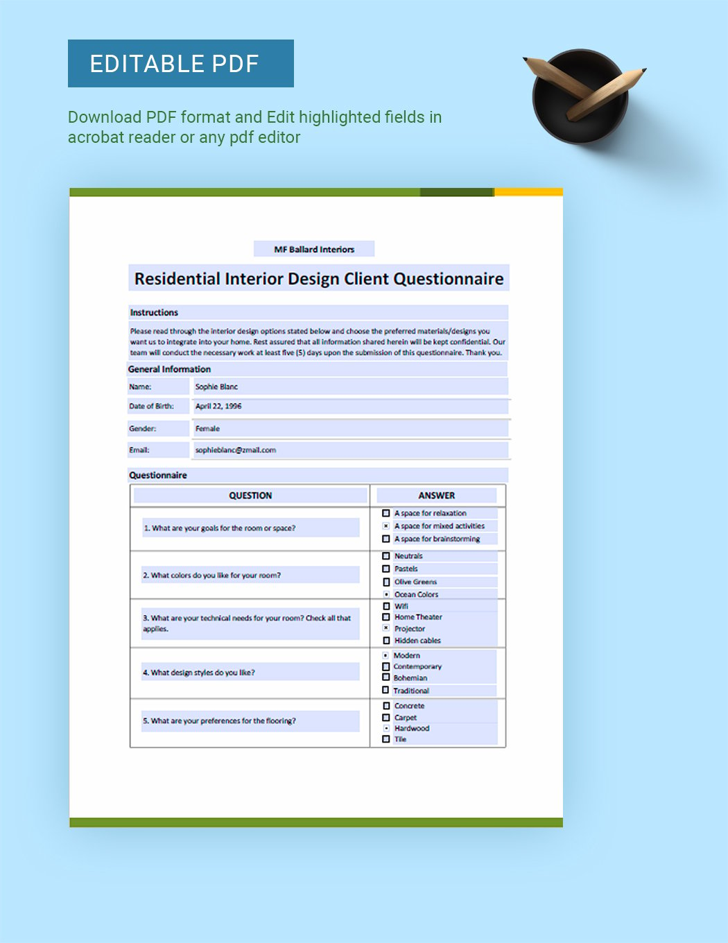 Residential Interior Design Client Questionnaire - Google Docs, Google