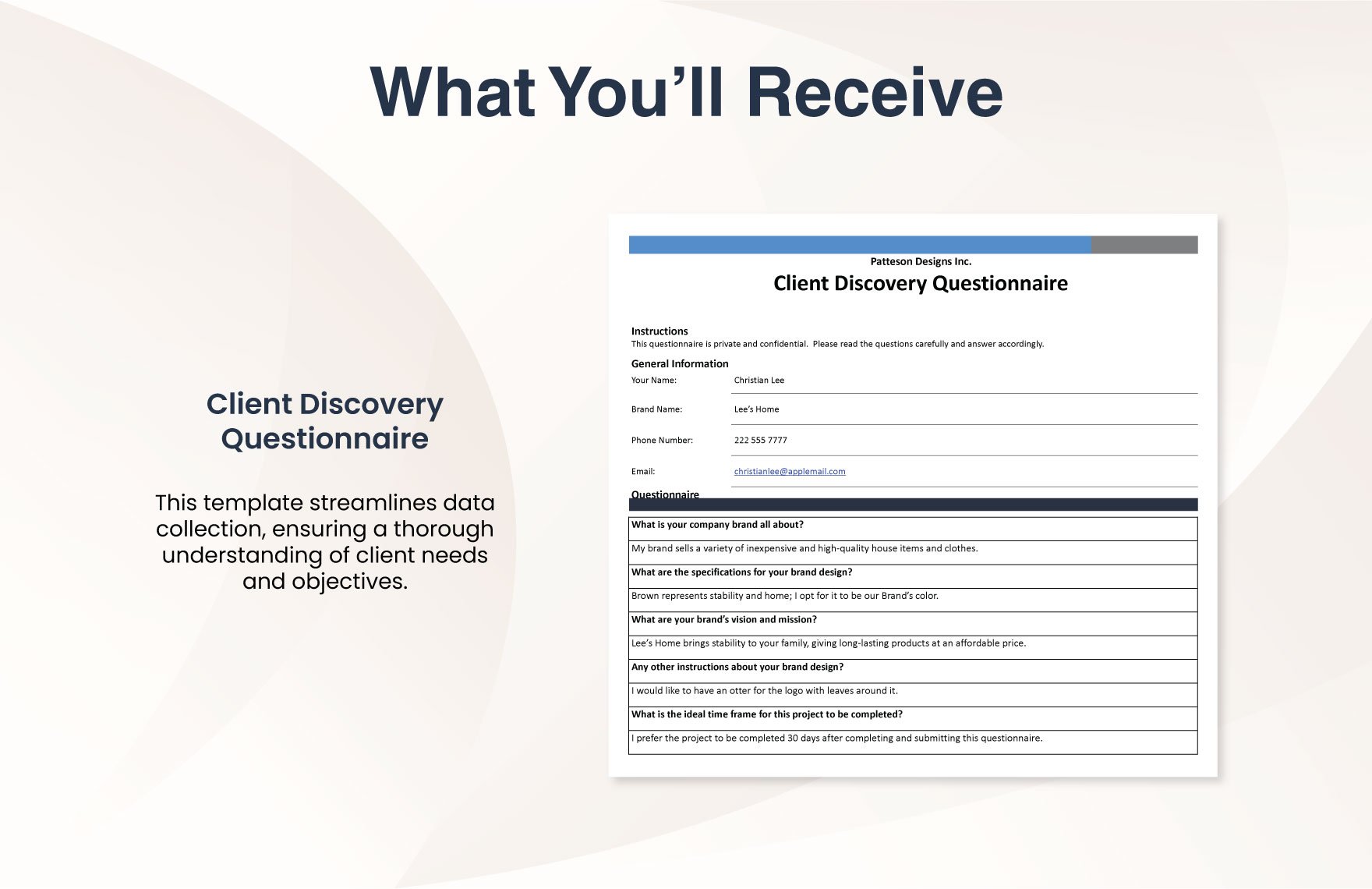 Client Discovery Questionnaire Template