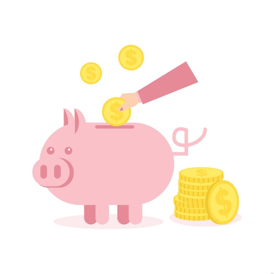 Free Flat Piggy Bank Illustration