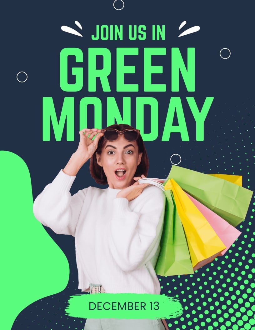 Free Green Monday Promotion Flyer Template in Word, Google Docs, PSD, Apple Pages, Publisher