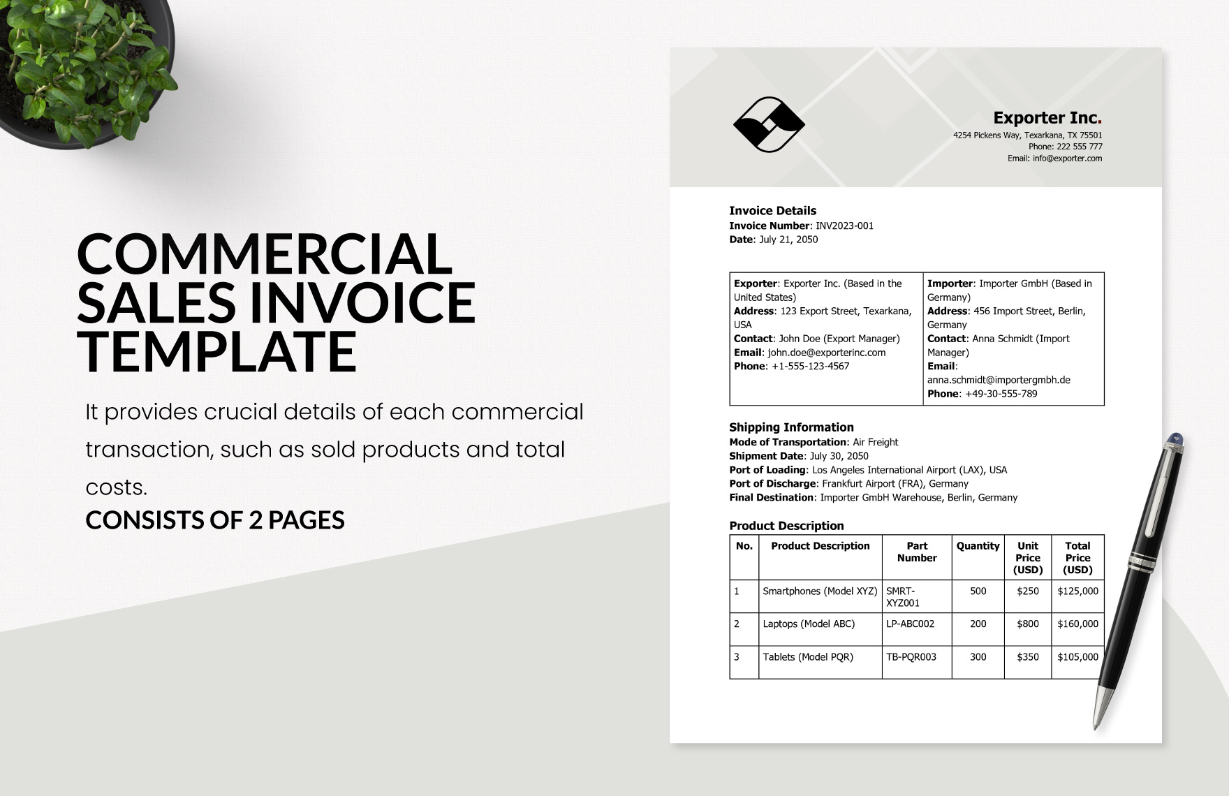 Commercial Sales Invoice Template