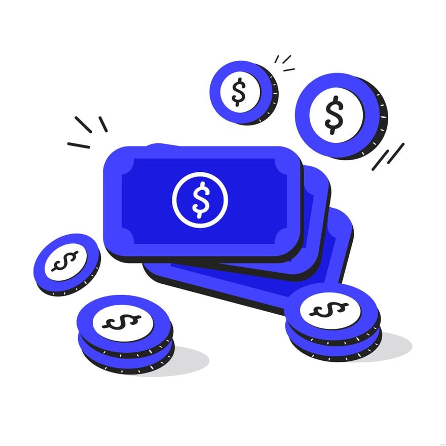 Free Blue Money Illustration in Illustrator, EPS, SVG, JPG, PNG