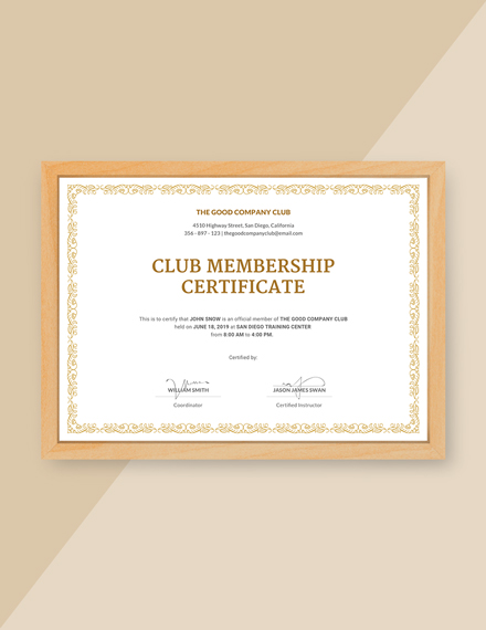 free club membership certificate template download 308 membership certificate template free