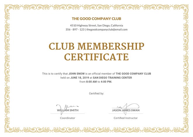 Free Club Membership Certificate Template in Adobe Photoshop ...