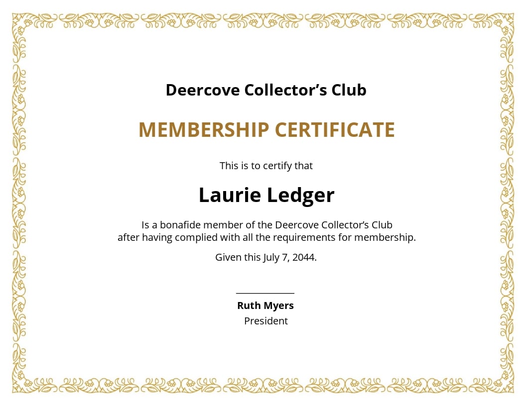Free Club Membership Certificate Template.jpe