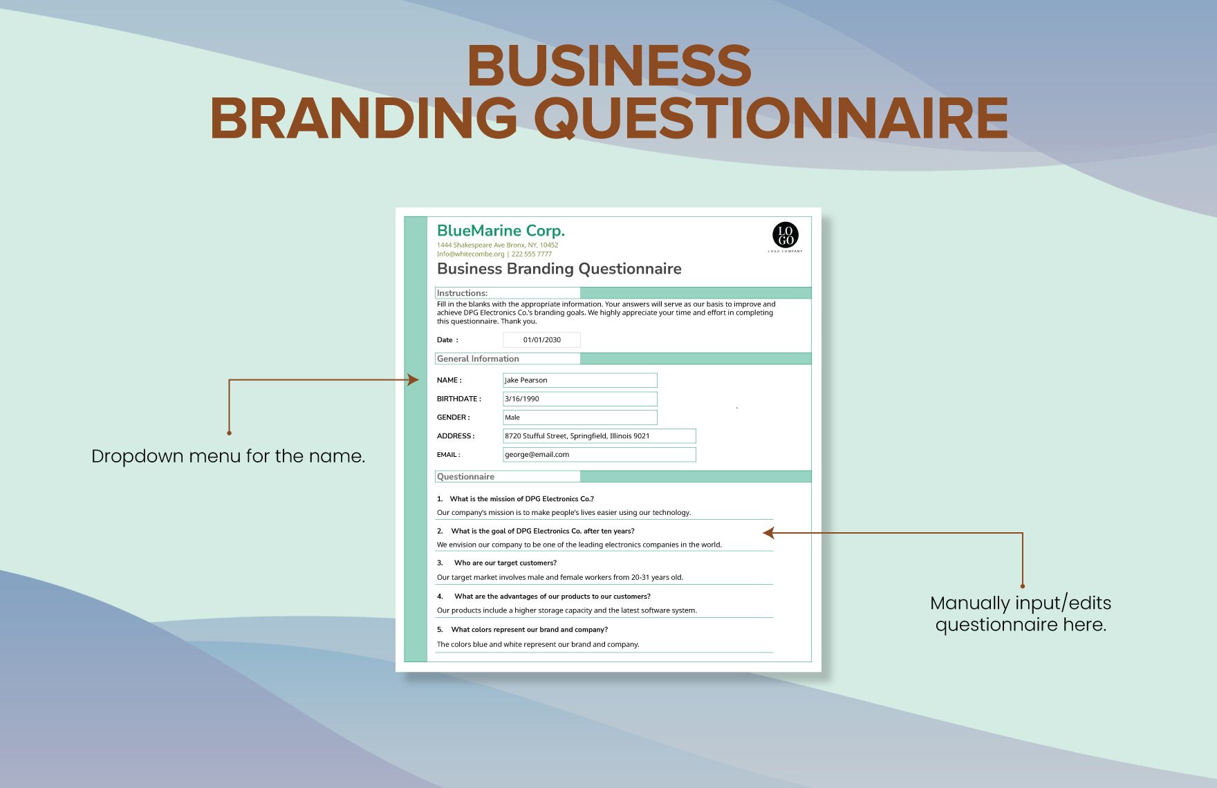 Business Branding Questionnaire Template