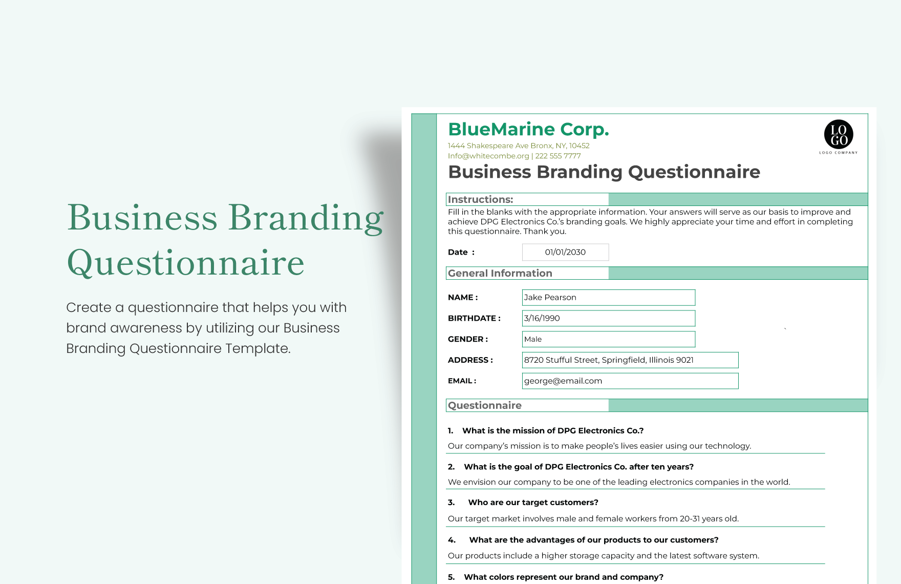 Business Branding Questionnaire