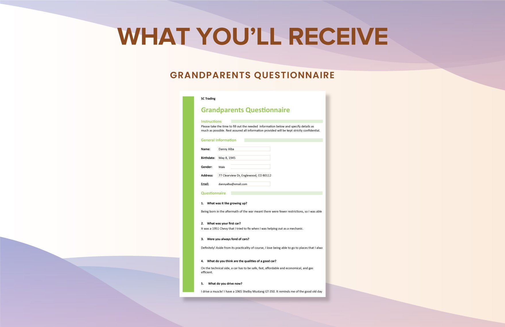 Grandparents Questionnaire Template