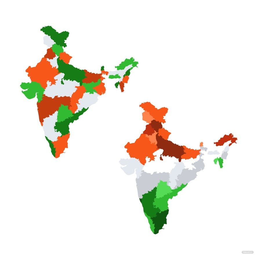 Free India Map With Tricolor Vector