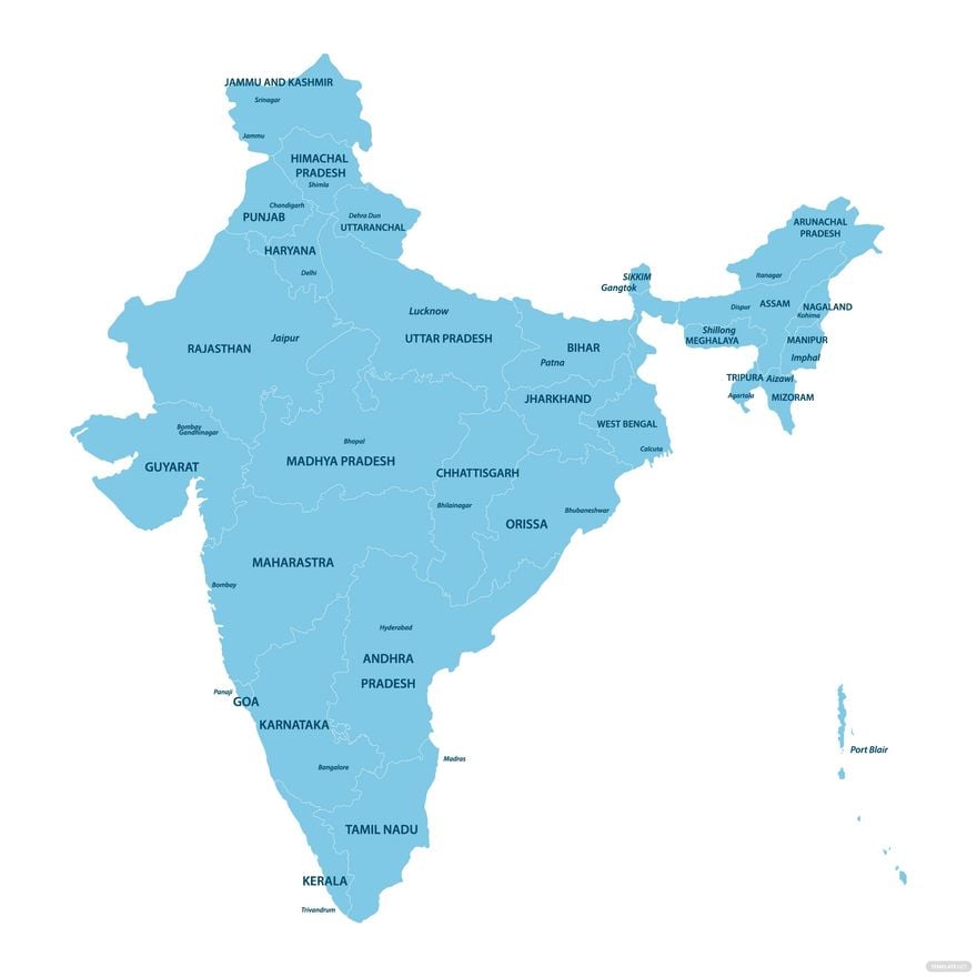 Free India Map Vector With States