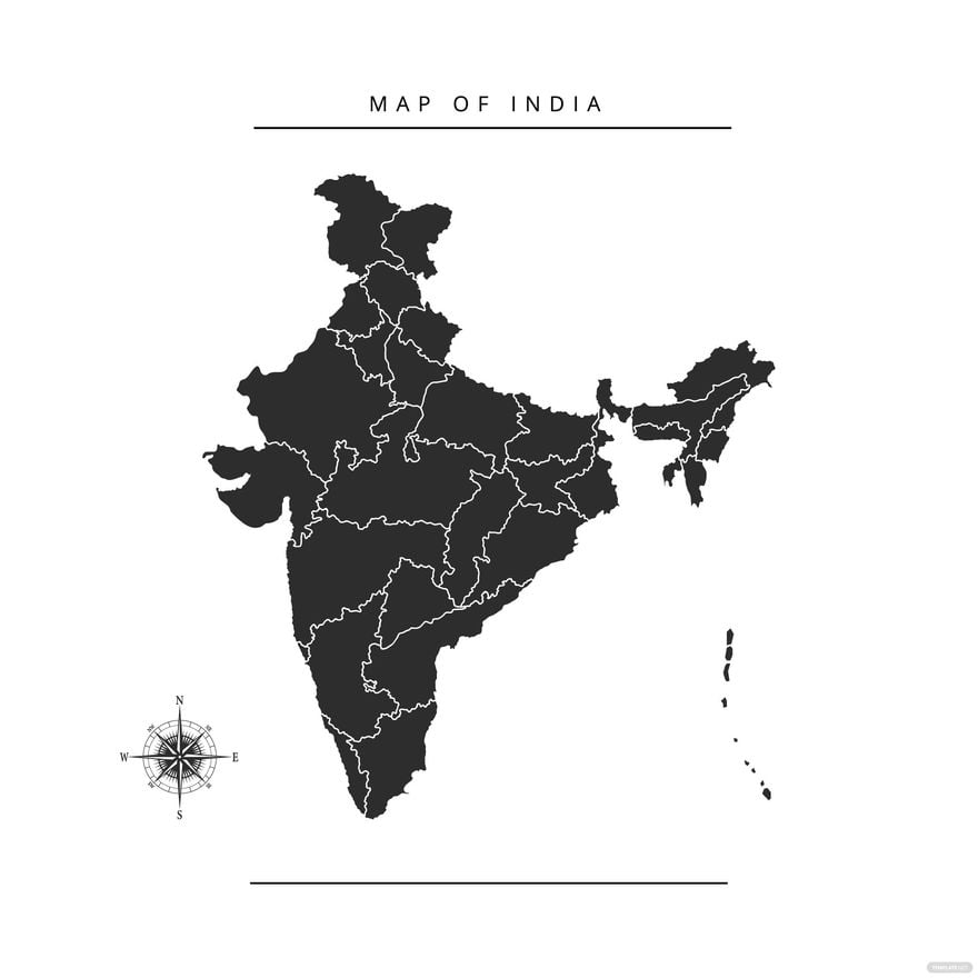 Free Black India Map Vector