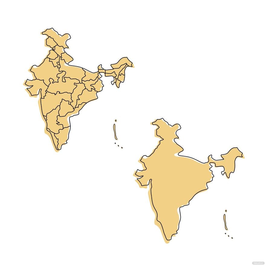 Free Single Color India Map Vector