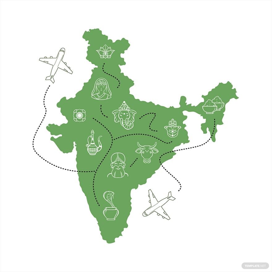 India Travel Map Vector in Illustrator, EPS, SVG, JPG, PNG