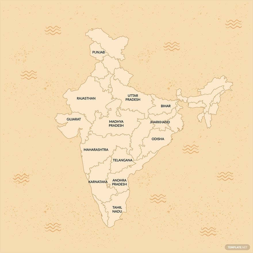 Vintage India Map Vector in Illustrator, EPS, SVG, JPG, PNG